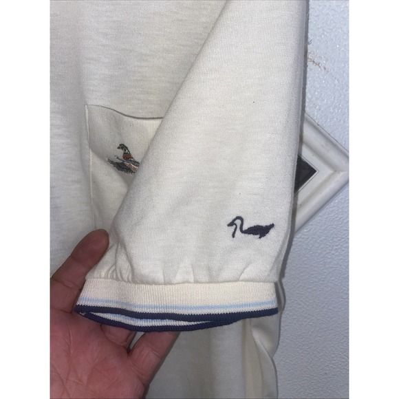 Vintage Duxbak Wood duck Embroidered Logo Polo Shirt White Sz L - Picture 4 of 8